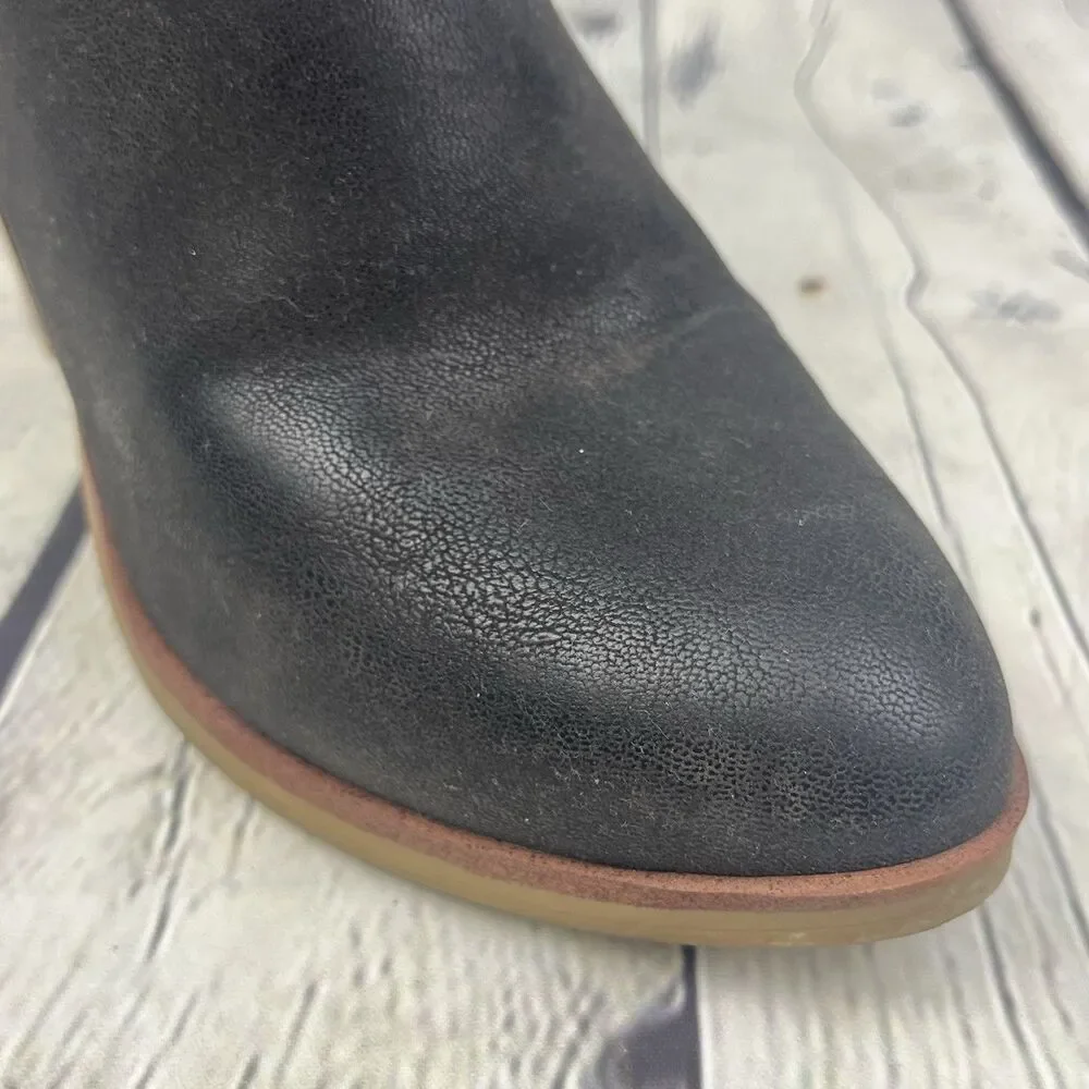 Mia Patton Ankle Boots Women's Size 7M Brown Leather Side Zipper Block Heel EUC
